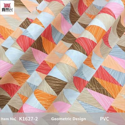 0.8mm Desain Geometri Berwarna-warni Kulit PVC Untuk Tas Tas Packing Box Phone Case Dekorasi Penggunaan