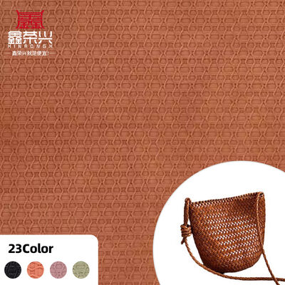 Kulit Sintetis Buatan Pola Tenun Vintage PVC untuk Tas Sepatu Sofa Dompet Dekorasi Sabuk Kain Kulit Imitasi