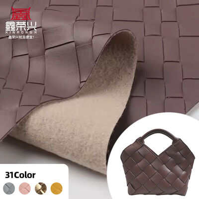 PVC Big Woven Pattern Kulit sintetis buatan untuk tas Packing Box Sofa Kursi Sabuk Kain Kulit Palsu