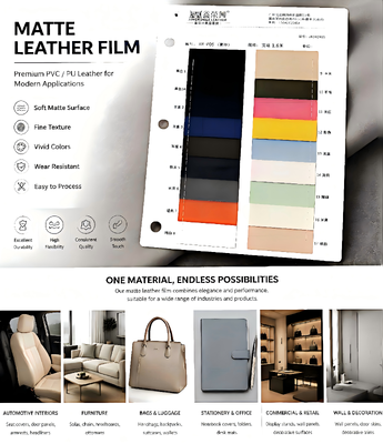 MATTE LEATHER FILM Berbagai produk kemasan Kulit yang tersedia dalam jenis PVC PU dan semi PU untuk berbagai penggunaan industri