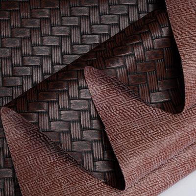 0.6mm Embossed Packaging Kulit Palsu Dipaku Kulit PVC Big Mat Tenun