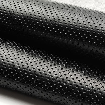 Bahan PVC Kulit Palsu Hitam Semi Perforated Untuk Interior Mobil