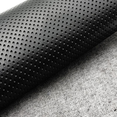 Bahan PVC Kulit Palsu Hitam Semi Perforated Untuk Interior Mobil