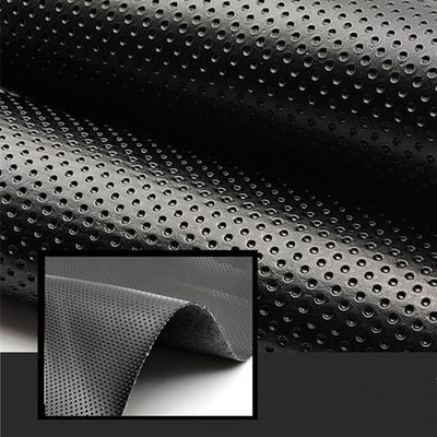 Bahan PVC Kulit Palsu Hitam Semi Perforated Untuk Interior Mobil