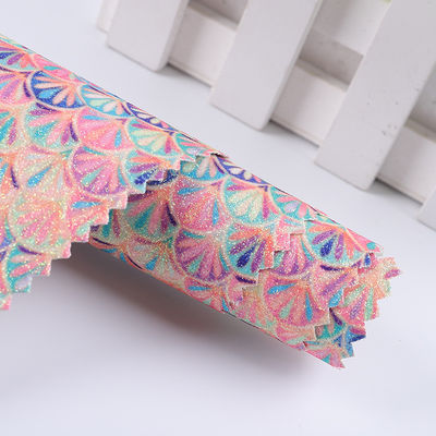 0.5mm Glitter PU Kulit Kulit Siren Skala Ikan PU Kulit buatan