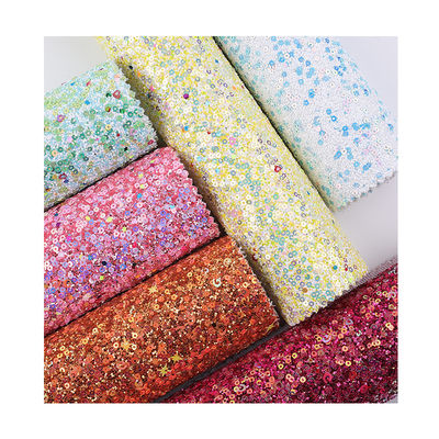 Sequins Cerah Glitter PU Kulit Cetak Bahan PU buatan