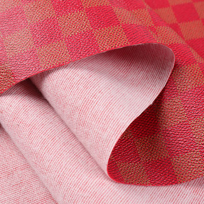 Kulit PVC Cetak Untuk Tas Campuran Warna Checkerboard Kain Kulit Palsu