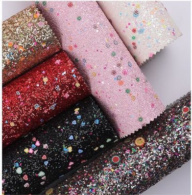 Cetak Lembut Glitter PU Kulit Glamorous Sequins Ceker Cerah 1.2mm tebal