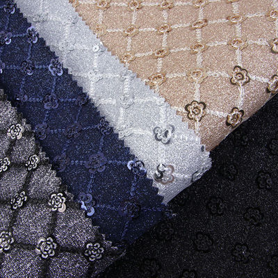 Sequin Bright Flower Glitter PU Kulit ramah lingkungan 100% Kulit Polyurethane