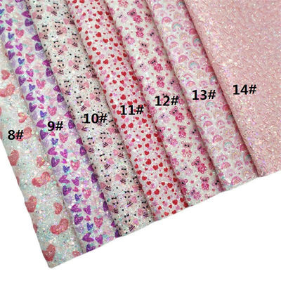 Print Pink PU Polyurethane Kulit Glitter Hari Valentine Cinta Bentuk Gretel