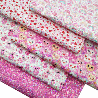 Print Pink PU Polyurethane Kulit Glitter Hari Valentine Cinta Bentuk Gretel