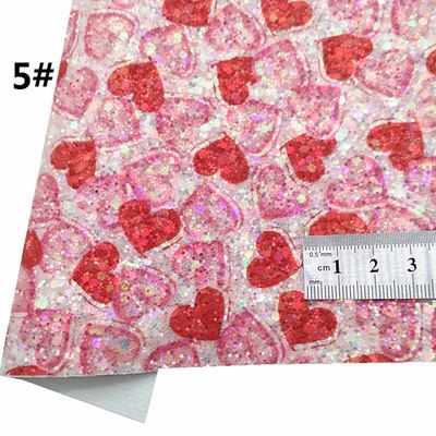 Print Pink PU Polyurethane Kulit Glitter Hari Valentine Cinta Bentuk Gretel