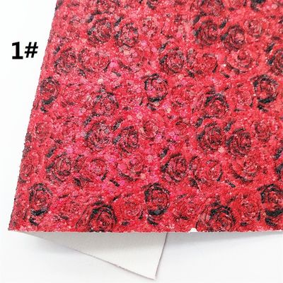 Pink 100% PU Kulit Cetak Gretel Rose Flower Polyurethane Kulit Imitasi