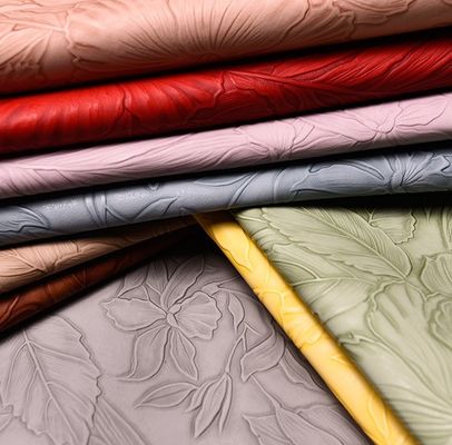 3D Retro Floral Embossed PVC Kulit Sikat Bagian Bawah Untuk Tas Kemasan Kotak Dekoratif Kain Placemat Kulit Palsu