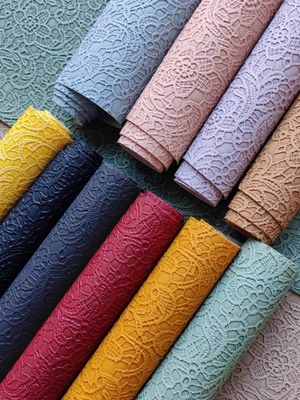 Retro Rose Lace Goresan Kulit PVC Sikat Bagian Bawah Untuk Tas Kemasan Kotak Dekoratif Kain Placemat Kulit Palsu