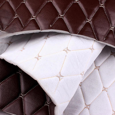 Custom 7.0mm tebal Quilted PVC Synthetic Kulit bordir Embossed Stretchy Polyurethane Foam kursi mobil kaki dekoratif sofa