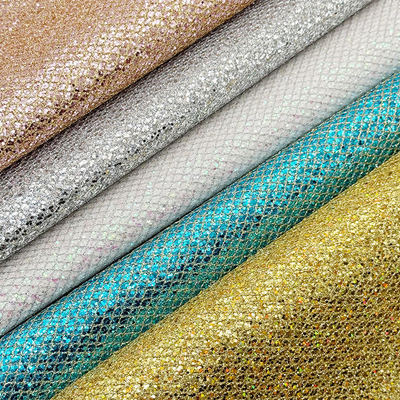 Tipe mesh Glitter kasar PVC kulit sintetis Stretch Bahan kulit palsu untuk tas tas sepatu Kemasan Sofa Lining luar