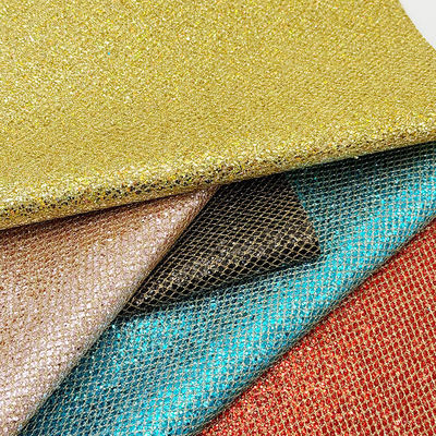 Tipe mesh Glitter kasar PVC kulit sintetis Stretch Bahan kulit palsu untuk tas tas sepatu Kemasan Sofa Lining luar