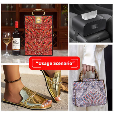 Synthetic PVC Macrame Printed Fux Leather Fabric Film Style untuk Tas Notebook Phone Shell Dekoratif & Kerajinan Penggunaan untuk Sofa Well