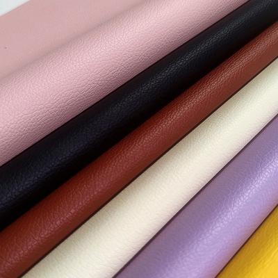 Grosir Litchi yang tergores Pakaian Pakaian PVC yang tidak tahan air Kulit sintetis buatan untuk kursi sofa Furnitur Bahan kulit palsu