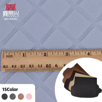 Kulit Sintetis Buatan Gaya Emboss Litchi Rhombus PVC untuk Jok Mobil, Kursi Mobil, Sofa, Dekorasi Tas, Kain Kulit Imitasi