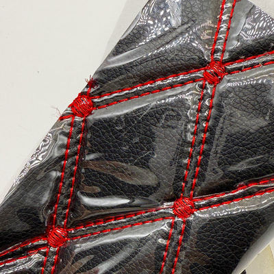 Karpet kaki mobil kulit PVC berlapis kustom tebal 4.6mm dengan bantalan busa, pas elastis, timbul, bordir untuk kursi mobil, sofa, dan tas