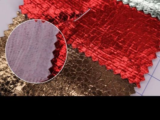 Kain Kulit Sintetis Butiran Buaya PVC Timbul Tahan Air Elastis untuk Dompet Sepatu Buku Catatan Sofa Tas Penggunaan Furnitur