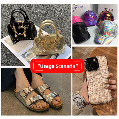 Kain Kulit Sintetis Butiran Buaya PVC Timbul Tahan Air Elastis untuk Dompet Sepatu Buku Catatan Sofa Tas Penggunaan Furnitur