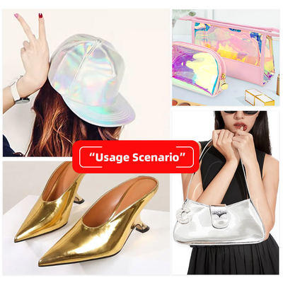 Pelangi Pu Holographic Laser Film Mirror Kulit sintetis buatan palsu Kulit sepatu Kasus Vanity Tas Handbag Kain Kulit