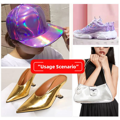 Kulit Sintetis Embos Cermin Pelangi PU Khusus untuk Koper Tas Tangan Sepatu Tas Kosmetik Kain Kulit