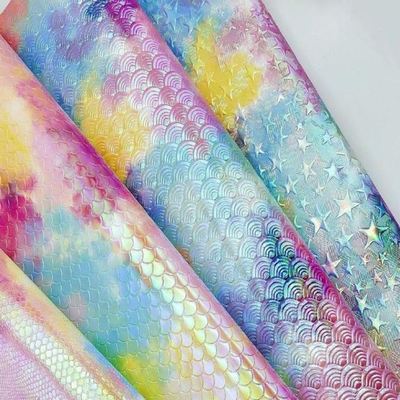 Kulit Sintetis Embos Cermin Pelangi PU Khusus untuk Koper Tas Tangan Sepatu Tas Kosmetik Kain Kulit