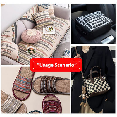1.0mm tebal Linen Plaid Kain Linen Waterproof Stretch Flocked Outdoor Use for Sofa Bag Seat Belt Mobil Kulit Palsu Woven Backing