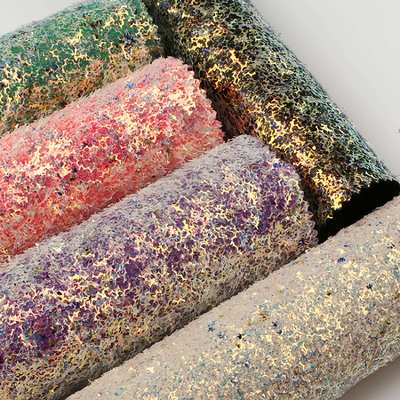 Lembaran Kain Glitter Berkilau PU Berkilau Tebal Kulit Sintetis untuk Sepatu Tas Busur Kerajinan Topi Kain Kulit Imitasi