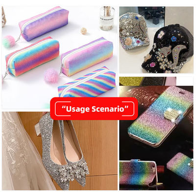 Elastis PU berkilau Hexagon Glitter Kain Kulit Sintetis untuk Sepatu Tas Bow Kerajinan Topi Kain Kulit Palsu