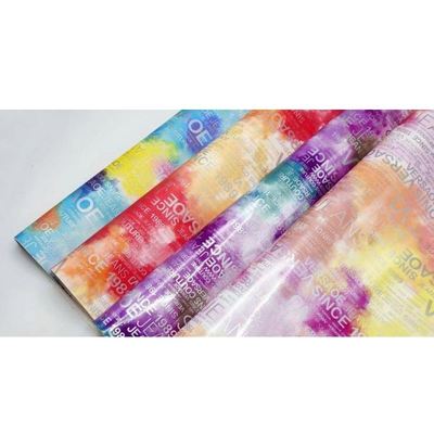 PU Rainbow Letter Print Majalah Desain Kulit Sintetis Waterproof Kain Kulit Palsu untuk Tas Bagasi Perabotan Kosmetik / Sofa