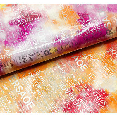 PU Rainbow Letter Print Majalah Desain Kulit Sintetis Waterproof Kain Kulit Palsu untuk Tas Bagasi Perabotan Kosmetik / Sofa