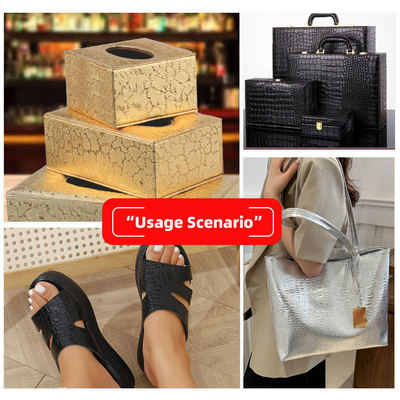 Geometri Butiran Anyaman Emboss Buaya PVC Kilap Tinggi Hewan untuk Dekorasi Tas Sepatu Kain Kulit Sintetis Buatan untuk Kerajinan