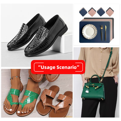 1.8mm Ketebalan Kulit PVC dengan butiran buaya tahan abrasi dan tahan air untuk tas dan sepatu