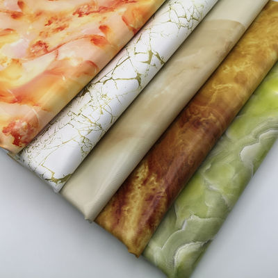 Kulit PVC yang dicetak dengan biji marmer dengan punggung berus ganda dalam 20 warna untuk tas dan dompet