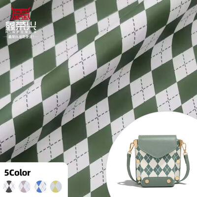 Hotsale PVC Square Diamond Printed Leather Synthetic Artificial Leather Handbag Sepatu Dompet Dekorasi Sabuk Kain Kulit Palsu