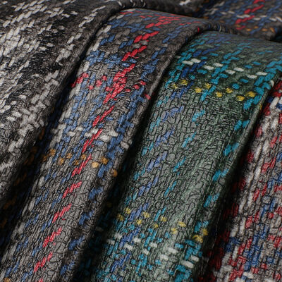 Kain PVC Tech Cetak Scottish Plaid Weave Grain Tas Kulit Sintetis buatan Sofa Sabuk Keselamatan Mobil Sepatu Kain Kulit Palsu