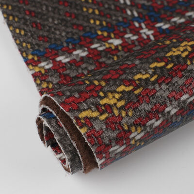 Kain PVC Tech Cetak Scottish Plaid Weave Grain Tas Kulit Sintetis buatan Sofa Sabuk Keselamatan Mobil Sepatu Kain Kulit Palsu