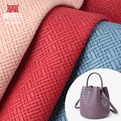 PVC Woven Pattern Kulit sintetis buatan untuk tas Packing Box Sofa Kursi Sabuk Bahan Kain Kulit Palsu