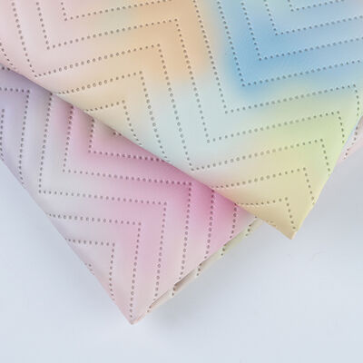 Kulit Sintetis PU Cetak Gradien Warna Baru untuk Sofa Tas Dekoratif Kotak Kemasan Kain Kulit Imitasi Vinil