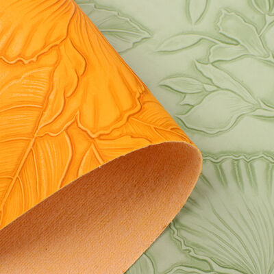 PVC 126 Pola Bunga Gaya Goresan Kulit sintetis buatan untuk tas Placemat Sepatu Dekorasi Paket Kain Kulit Palsu