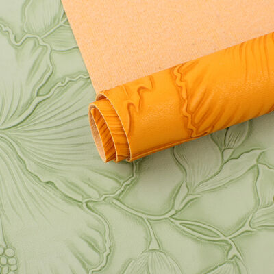 PVC 126 Pola Bunga Gaya Goresan Kulit sintetis buatan untuk tas Placemat Sepatu Dekorasi Paket Kain Kulit Palsu