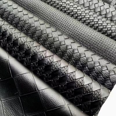 Bahan Kulit Sintetis Bermotif Anyaman PVC Timbul Kulit Imitasi untuk Sepatu Tas Furnitur Kerajinan Sofa Penggunaan Luar Ruangan