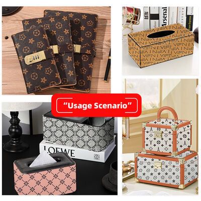 Kain Kulit Sintetis PVC Empat Daun Semanggi Dicetak Tahan Air Lapisan Tas Kemasan Casing Ponsel Sofa