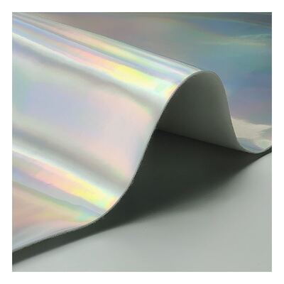 Rainbow Pu Holographic Laser Film Mirror Leather Synthetic Artificial Faux Leather Shoes Vanity Case Handbag Leather Fabric