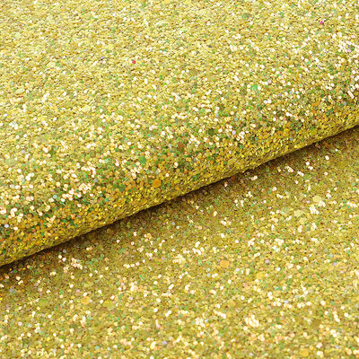 PU Kain Kulit Sintetis dengan Elastis Berkilau Cerah Glitter Hexagon untuk Tas Sepatu Topi Kerajinan Dekoratif Penggunaan di kursi sofa